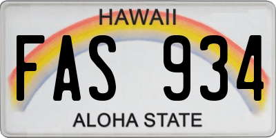 HI license plate FAS934