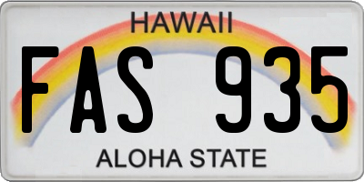 HI license plate FAS935