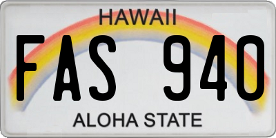 HI license plate FAS940