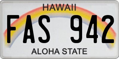 HI license plate FAS942