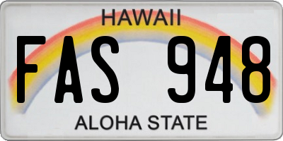 HI license plate FAS948