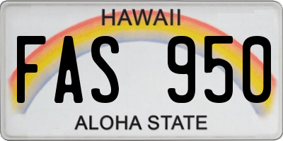 HI license plate FAS950