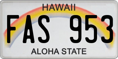 HI license plate FAS953