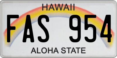 HI license plate FAS954