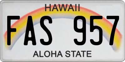 HI license plate FAS957
