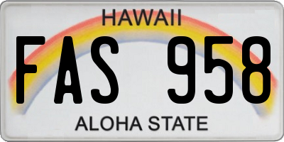 HI license plate FAS958