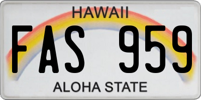 HI license plate FAS959