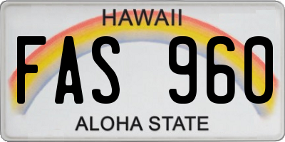 HI license plate FAS960