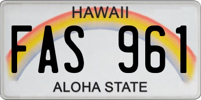 HI license plate FAS961