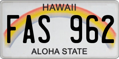 HI license plate FAS962