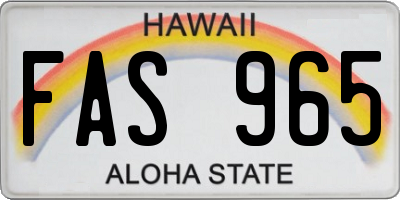 HI license plate FAS965