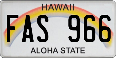 HI license plate FAS966