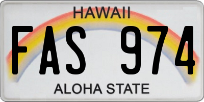 HI license plate FAS974