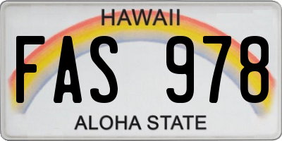 HI license plate FAS978