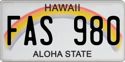 HI license plate FAS980