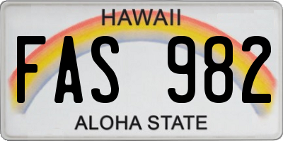 HI license plate FAS982