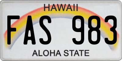 HI license plate FAS983