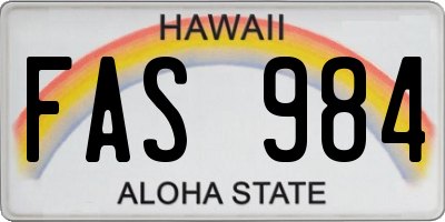 HI license plate FAS984