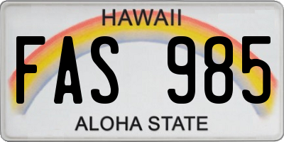 HI license plate FAS985