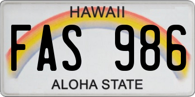 HI license plate FAS986