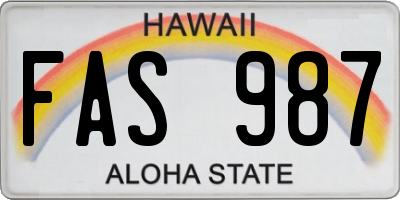 HI license plate FAS987