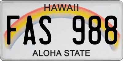 HI license plate FAS988