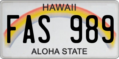 HI license plate FAS989