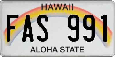 HI license plate FAS991