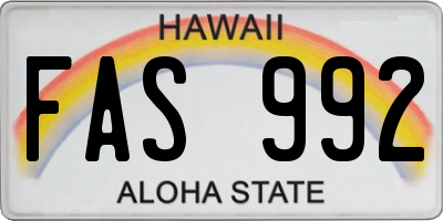 HI license plate FAS992