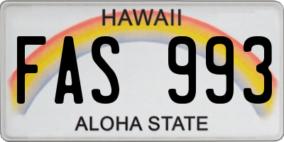 HI license plate FAS993
