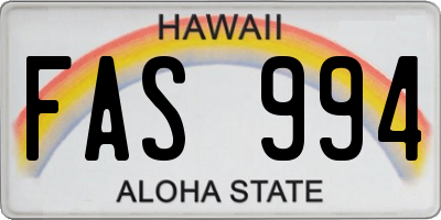 HI license plate FAS994