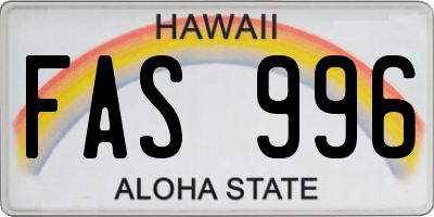 HI license plate FAS996