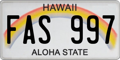 HI license plate FAS997