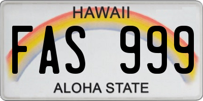 HI license plate FAS999