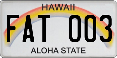 HI license plate FAT003
