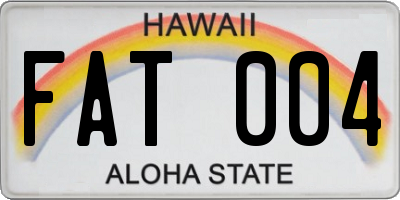 HI license plate FAT004
