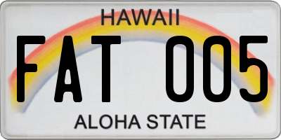 HI license plate FAT005