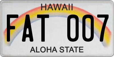 HI license plate FAT007