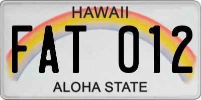HI license plate FAT012