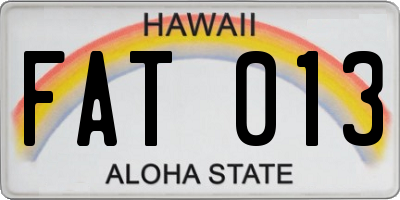 HI license plate FAT013