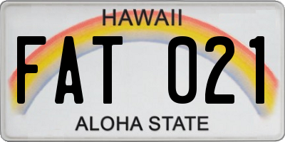 HI license plate FAT021