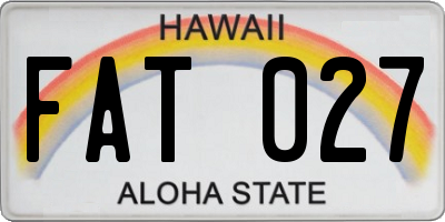 HI license plate FAT027