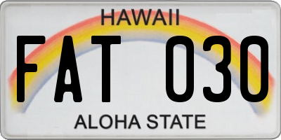 HI license plate FAT030
