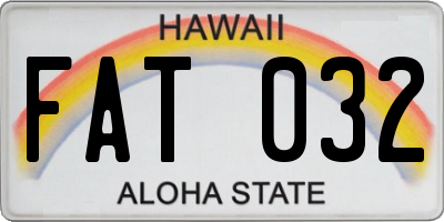 HI license plate FAT032