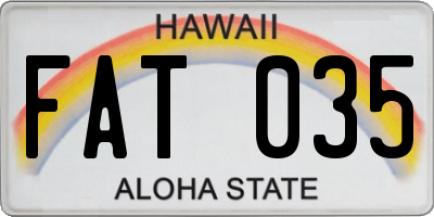 HI license plate FAT035