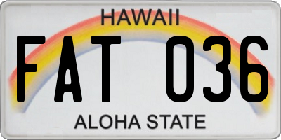 HI license plate FAT036