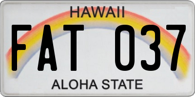 HI license plate FAT037