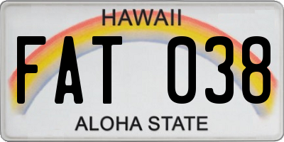 HI license plate FAT038