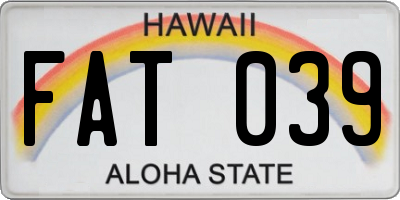 HI license plate FAT039
