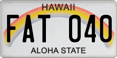 HI license plate FAT040